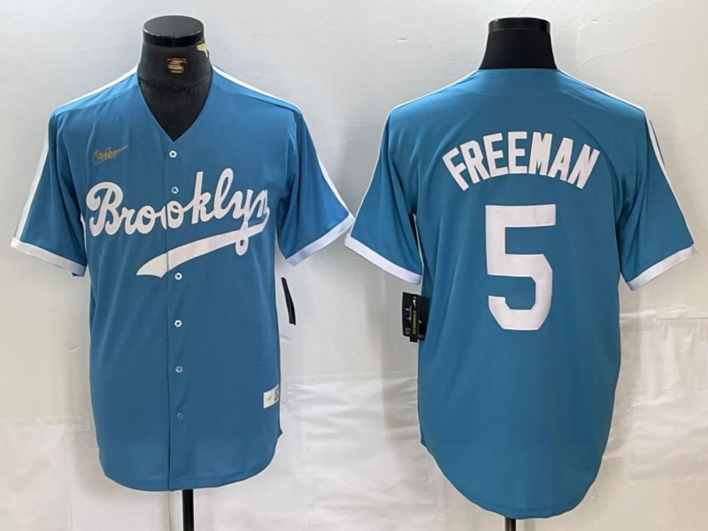 Brooklyn Dodgers Freddie Freeman Light Blue Throwback Jersey