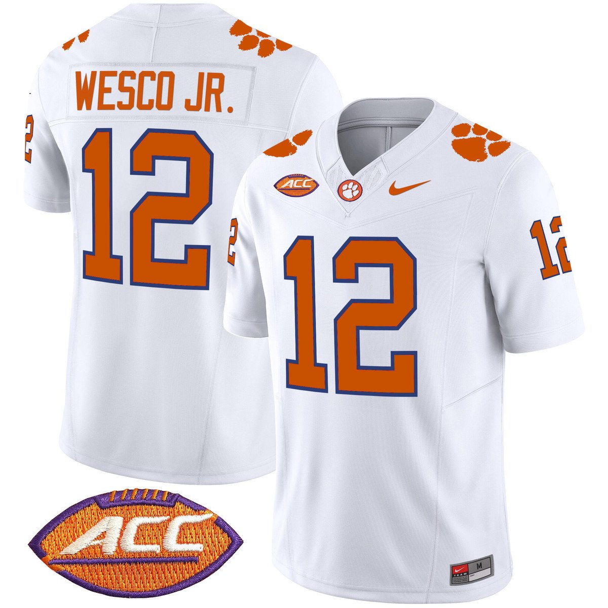 Bryant Wesco Jr Jersey #12 Clemson Tigers 2025 Vapor Limited Stitched White