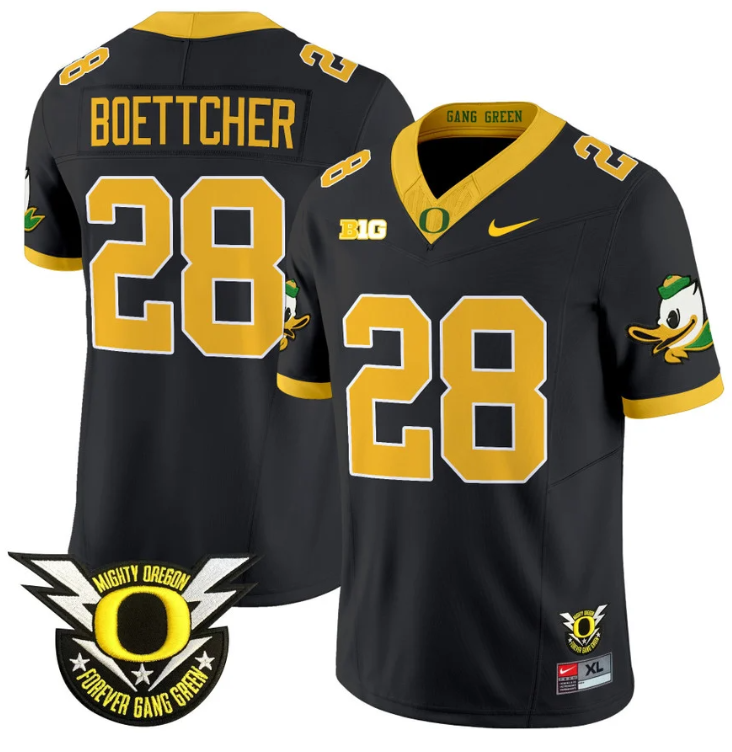 Bryce Boettcher Jersey #28 Oregon Duck Forever Gang Green Football Black