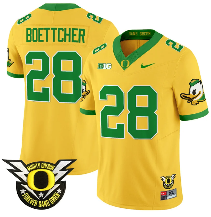 Bryce Boettcher Jersey #28 Oregon Duck Forever Gang Green Football Gold