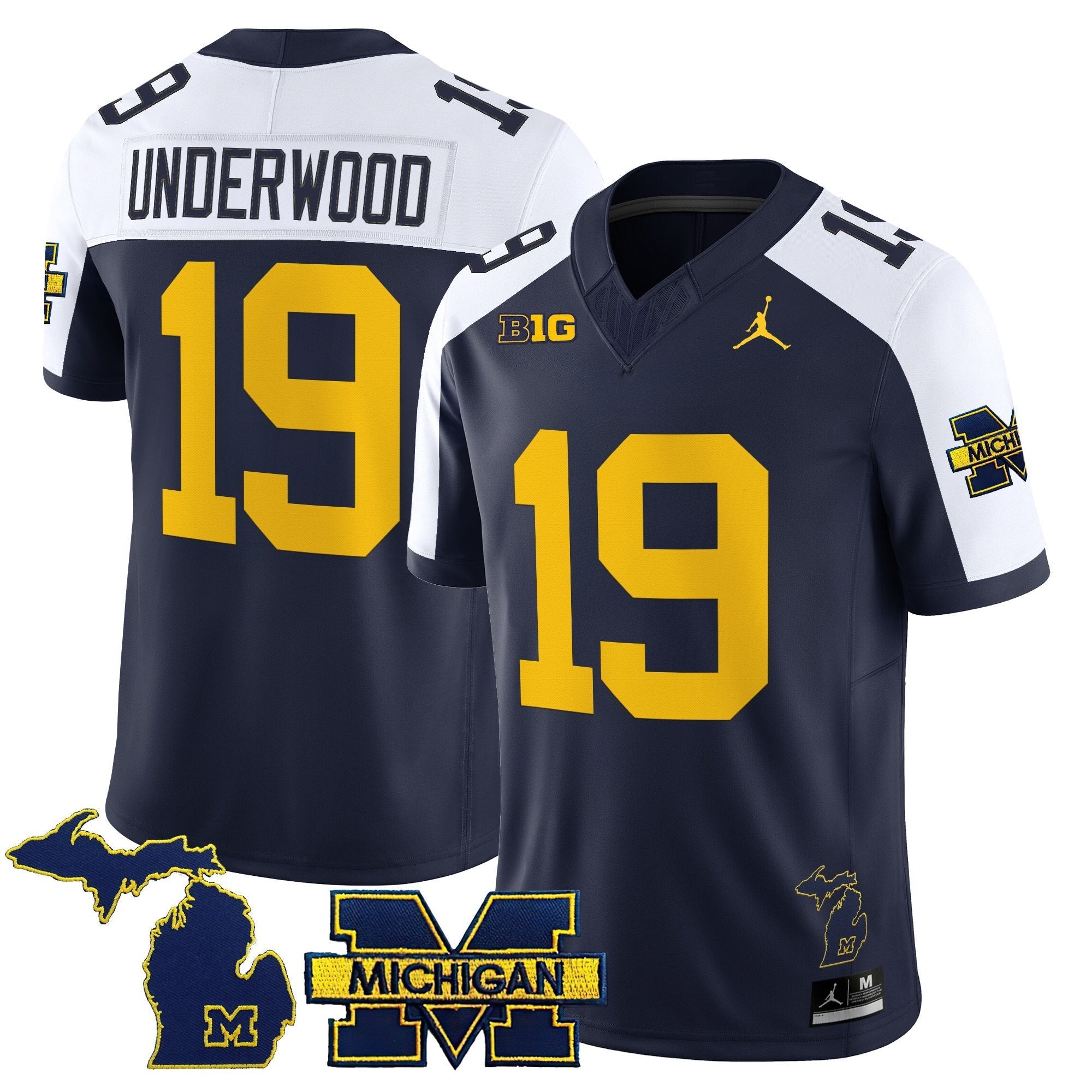 Bryce Underwood Jersey #19 Michigan Wolverines 2025 Stitched Navy Alternate