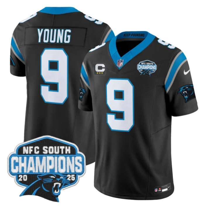 Bryce Young Jersey #9 NFC South Division Champions 2025 Vapor Stitched Black