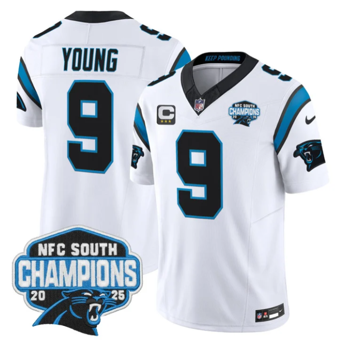 Bryce Young Jersey #9 NFC South Division Champions 2025 Vapor Stitched White