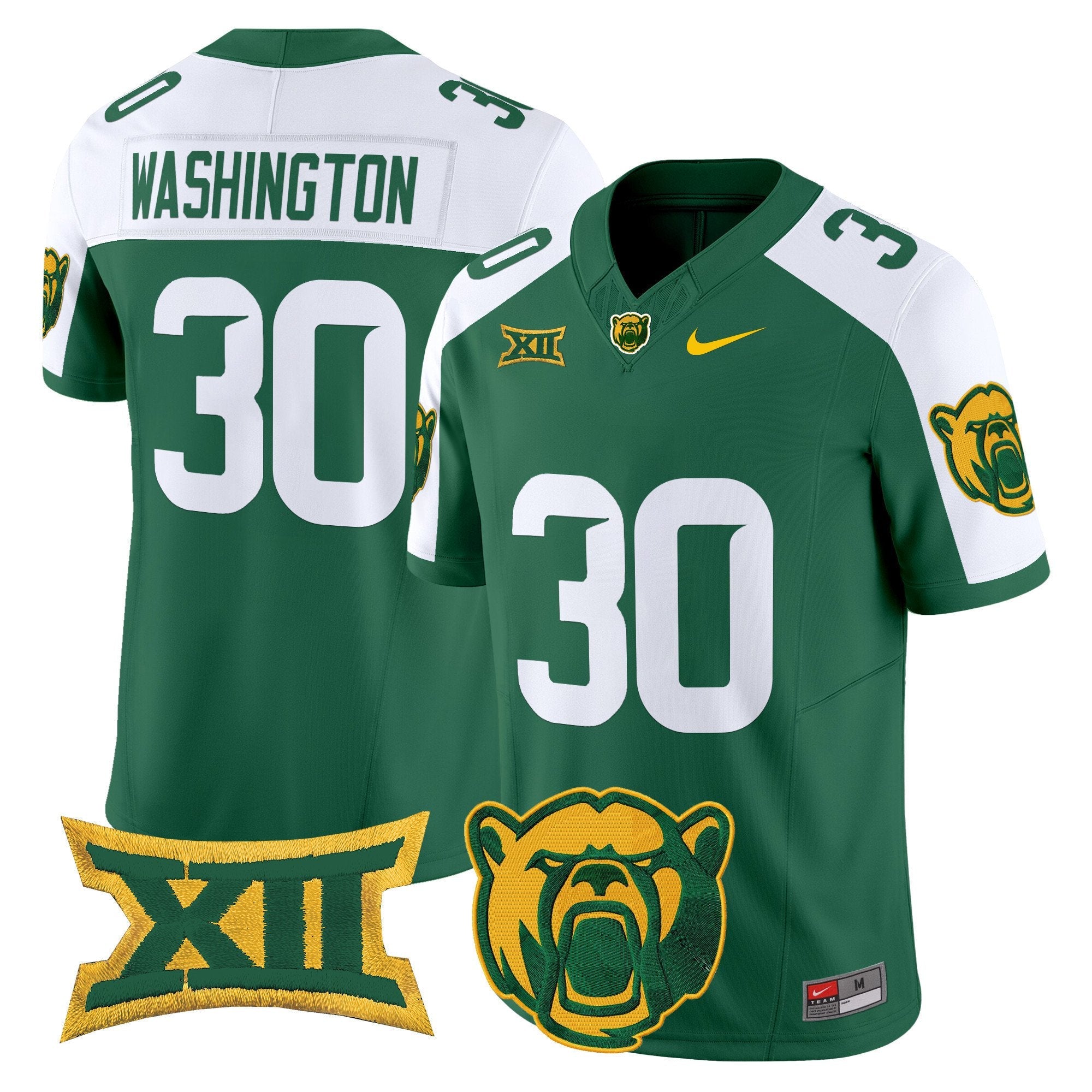 Bryson Washington Jersey #30 Baylor Bears 2025 Vapor Stitched Green Alternate