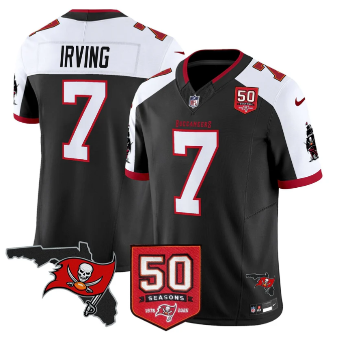 Bucky Irving Jersey #7 50 Seasons 1976-2025 Vapor Limited Stitched Black Alter