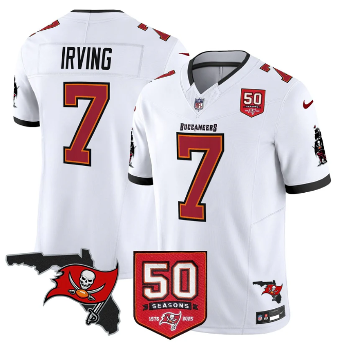 Bucky Irving Jersey #7 50 Seasons 1976-2025 Vapor Limited Stitched White