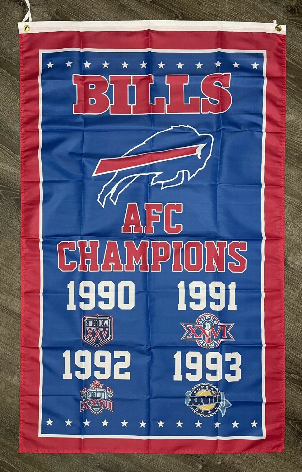 Buffalo Bills AFC Championship Flag 3x5 ft Blue Sports Banner Man-Cave Vertical