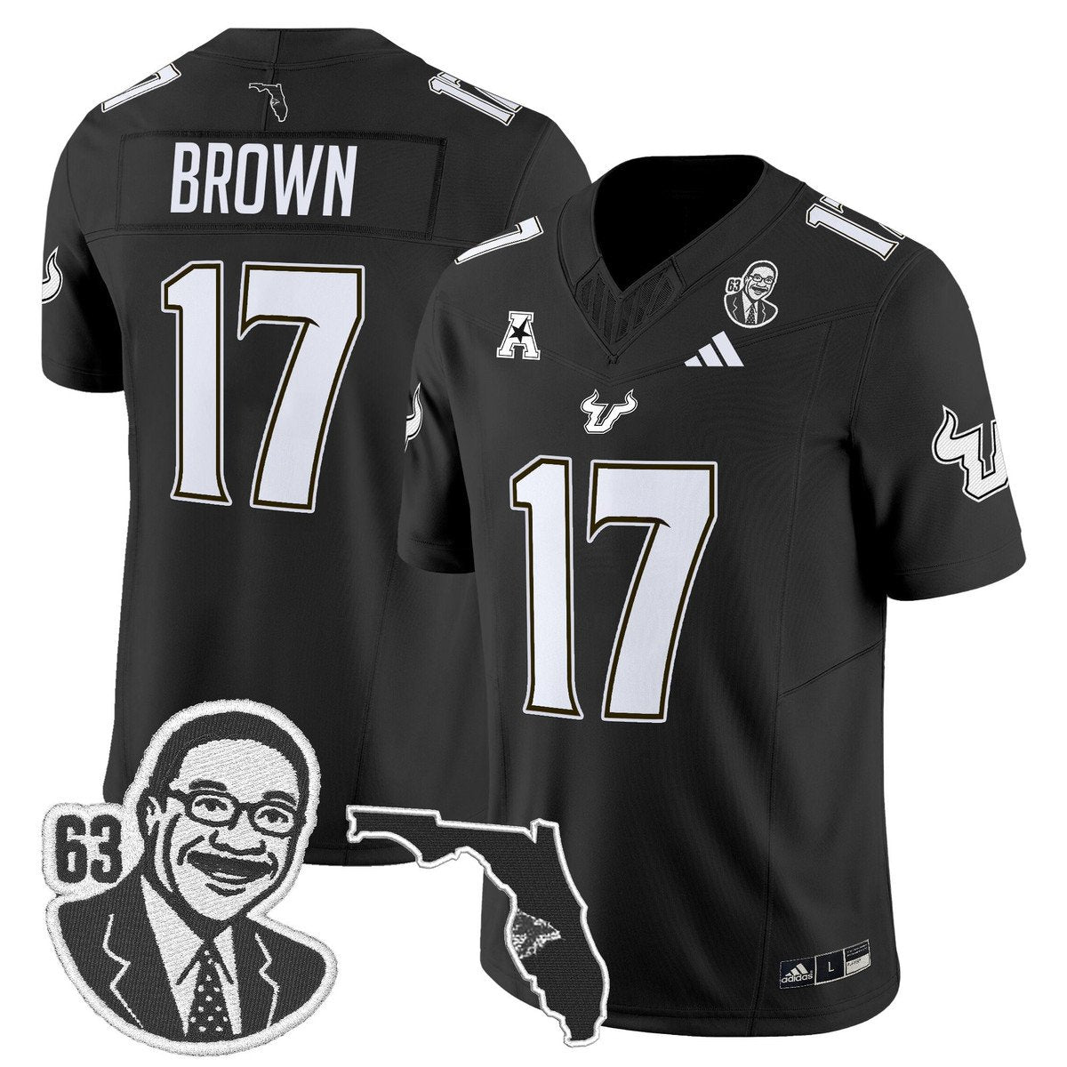 Byrum Brown Jersey #17 South Florida Bulls Lee Roy Selmon Legacy Stitched Black
