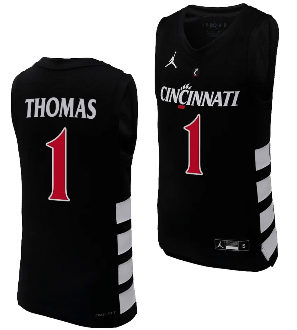 Cincinnati Bearcats Day Day Jersey #1 Black Basketball Unisex Replica