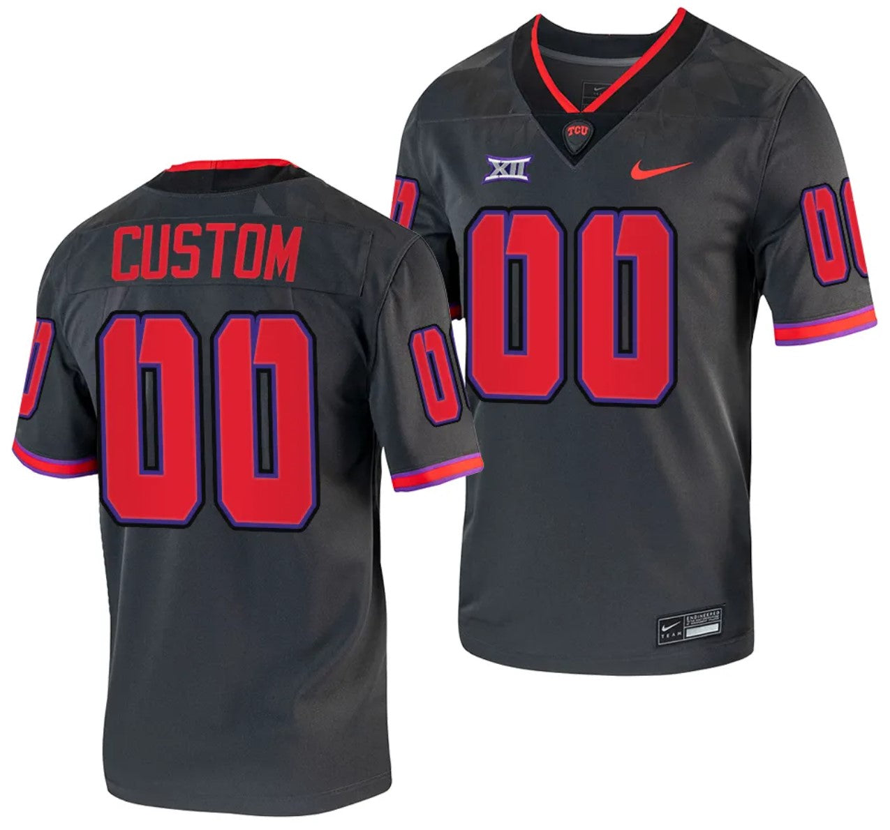 Custom TCU Horned Frogs Jersey Name and Number Alternate College Football Grey Replica