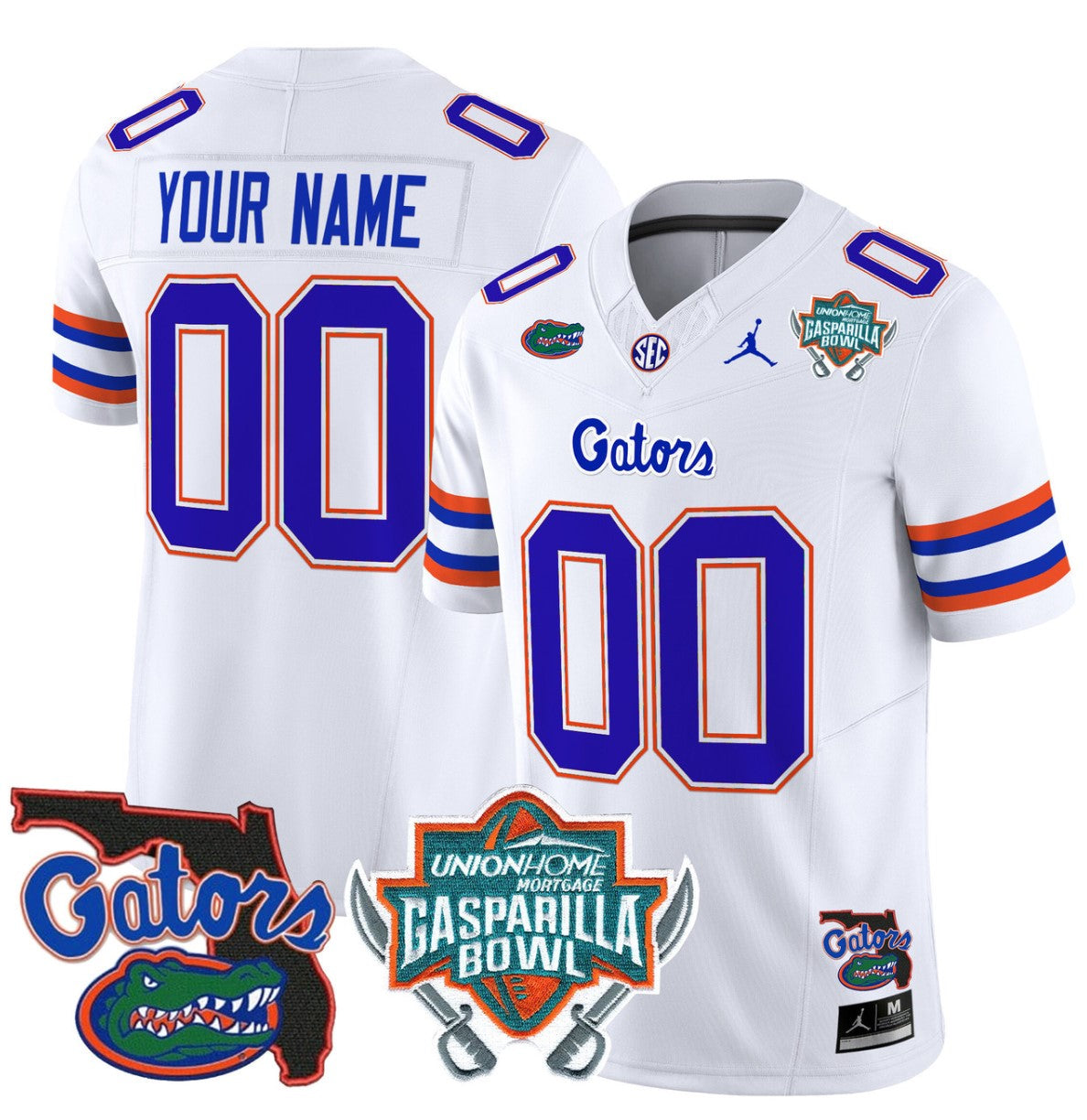 Custom Florida Gators Jersey 2025 Gasparilla Bowl Patch Football White