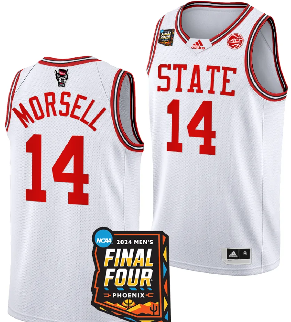 Casey Morsell Jersey #14 NC State Wolfpack 2024 NCAA March Madness Final Four Basketball White