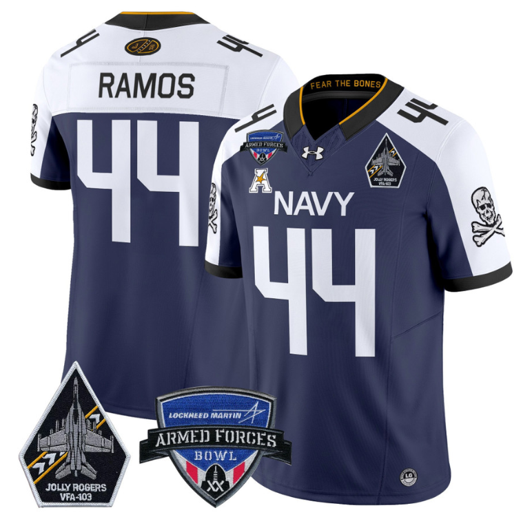 Colin Ramos Jersey #44 Navy Midshipmen 2025 Armed Forces Bowl Navy Alternate