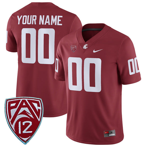 Custom Washington State Cougars Jersey Name and Number College Football Crimson Home Game – All Stitched