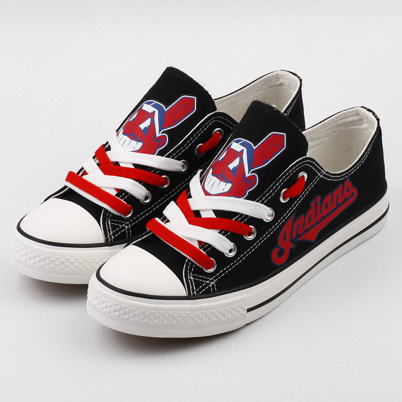 Cleveland Indians Limited Print MLB Baseball Fans Low Top Canvas Shoes Sport Sneakers T-DJ140H