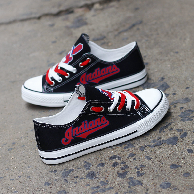 Cleveland Indians Limited Print MLB Baseball Fans Low Top Canvas Shoes Sport Sneakers T-DJ140H