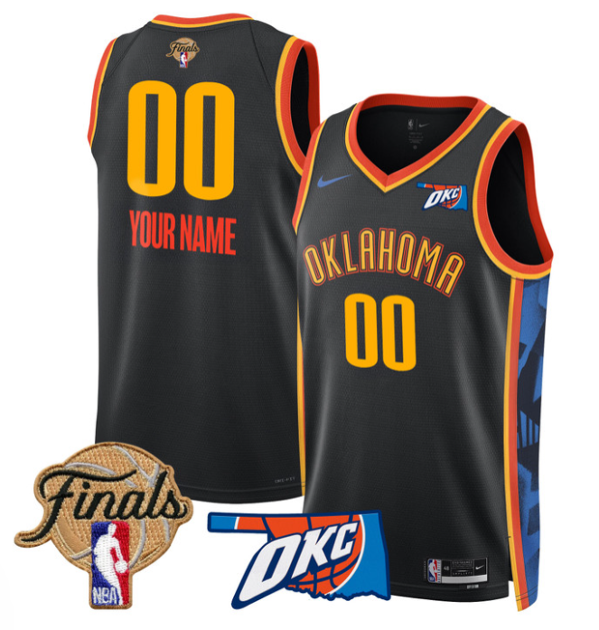Custom Oklahoma City Thunder Jersey 2025 Finals Swingman Stitched 24 - 25 City