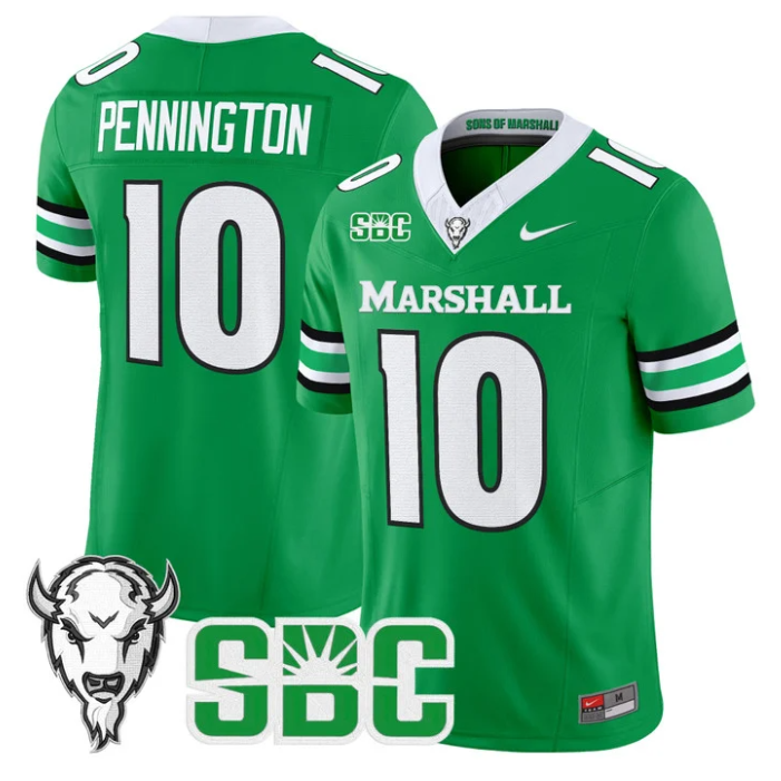 Chad Pennington Jersey #10 Marshall Thundering Herd 2025 Stitched Kelly Green