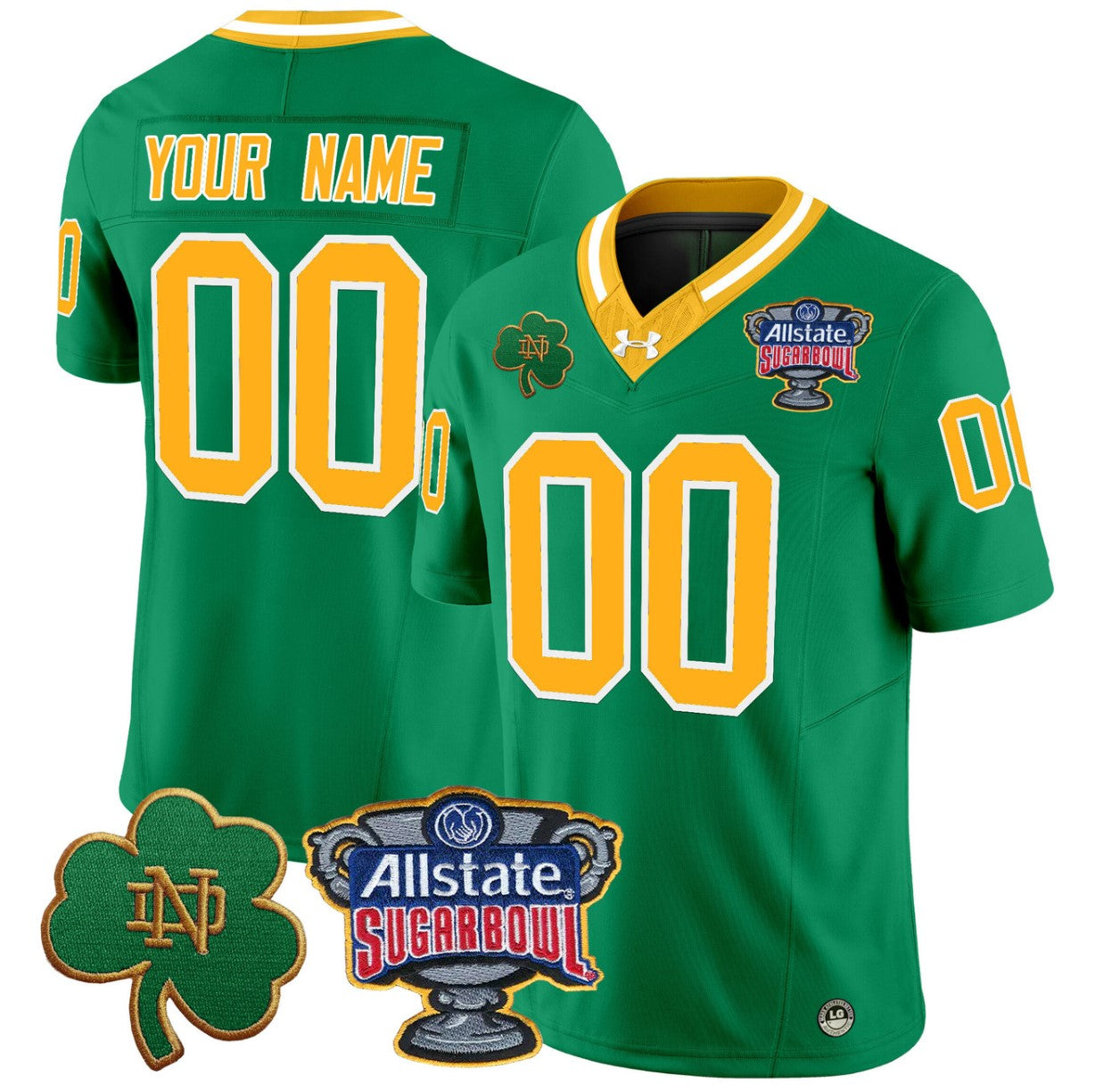 Custom Notre Dame Jersey Name, Number 2024 Sugar Bowl Patch V2 Throwback