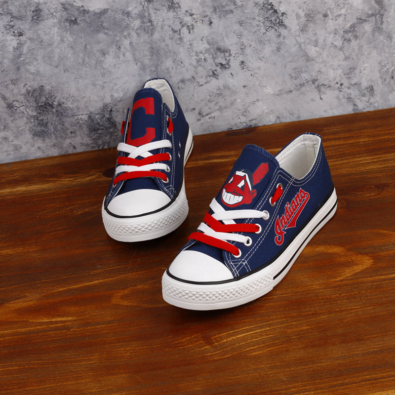 Cleveland Indians Limited Print MLB Baseball Fans Low Top Canvas Shoes Sport Sneakers T-DAC74L