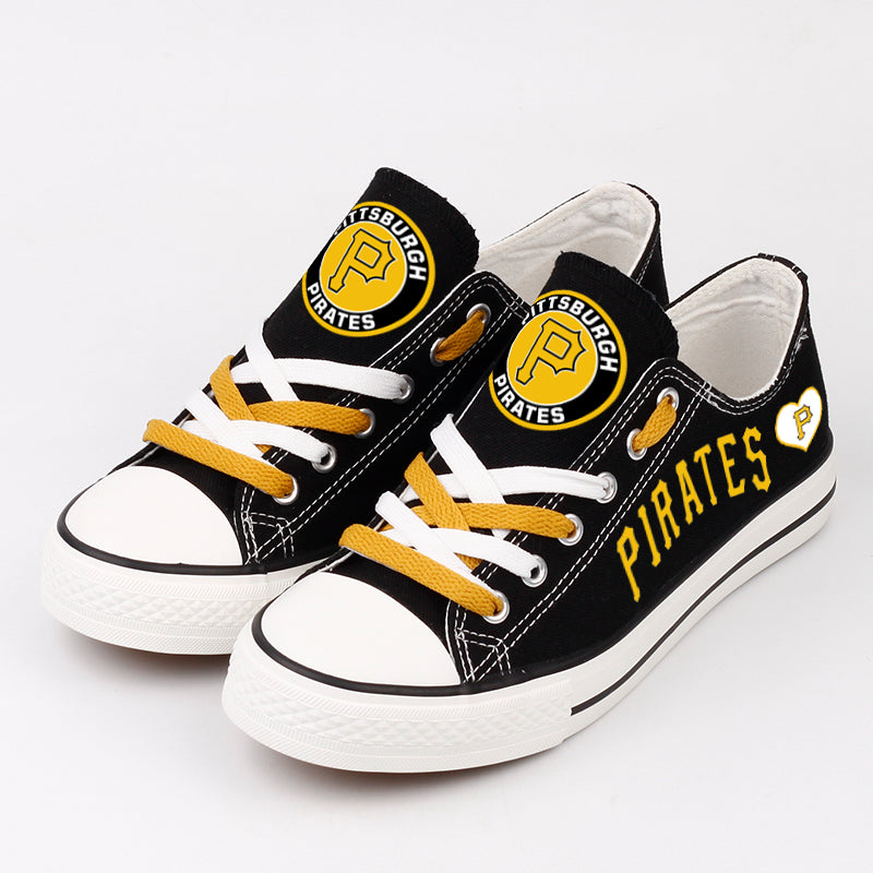 Pittsburgh Pirates Limited Print MLB Baseball Fans Low Top Canvas Shoes Sport Sneakers T-DAC189H