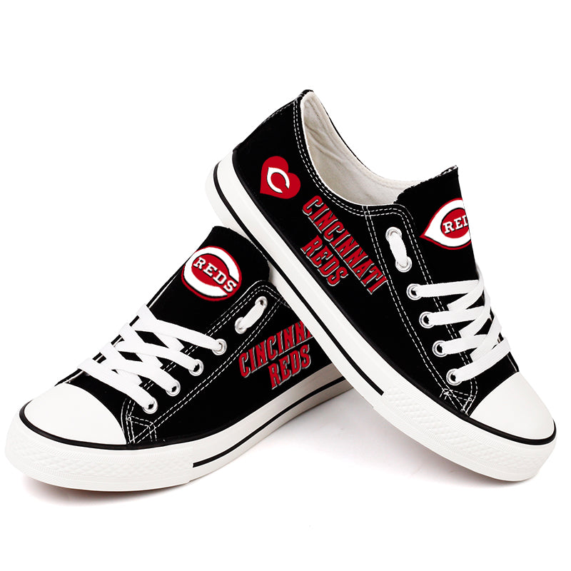 Cincinnati Reds Limited Print MLB Baseball Fans Low Top Canvas Shoes Sport Sneakers T-DAC170H