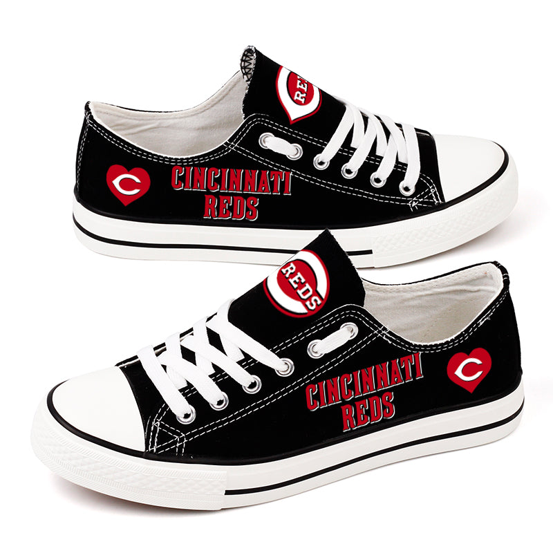 Cincinnati Reds Limited Print MLB Baseball Fans Low Top Canvas Shoes Sport Sneakers T-DAC170H