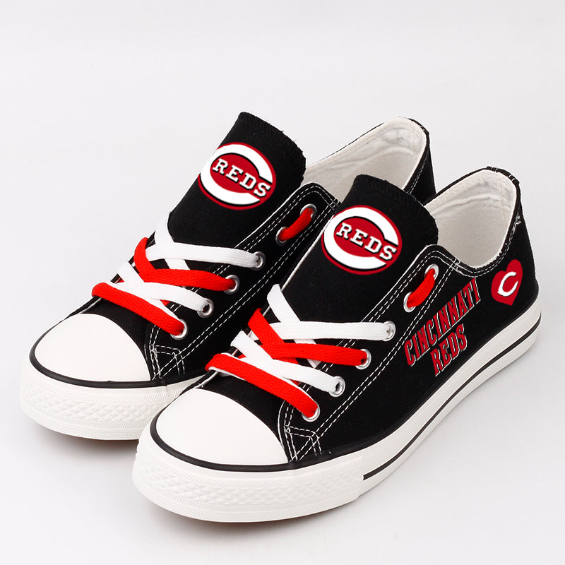 Cincinnati Reds Limited Print MLB Baseball Fans Low Top Canvas Shoes Sport Sneakers T-DAC170H