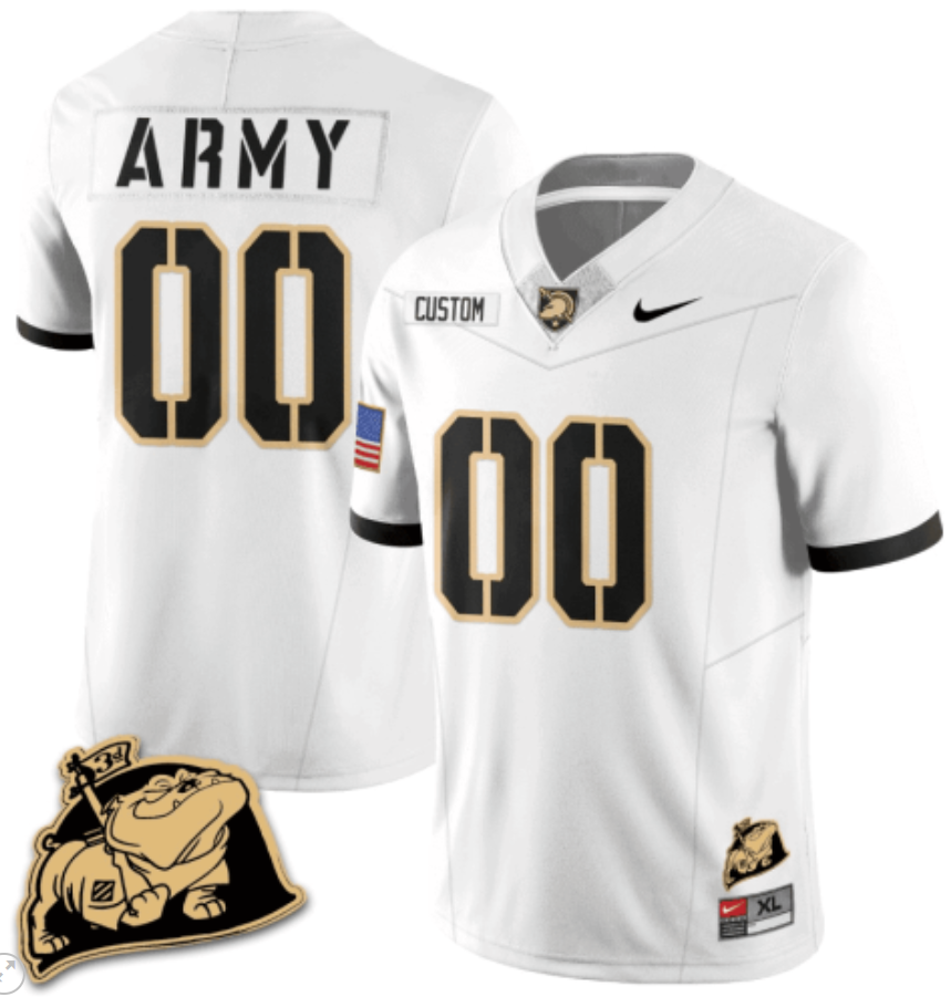 Custom Army Black Knights Jersey Name and Number Rocky The Bulldog Patch Vapor Limited College Football Stitched Black (Copy)