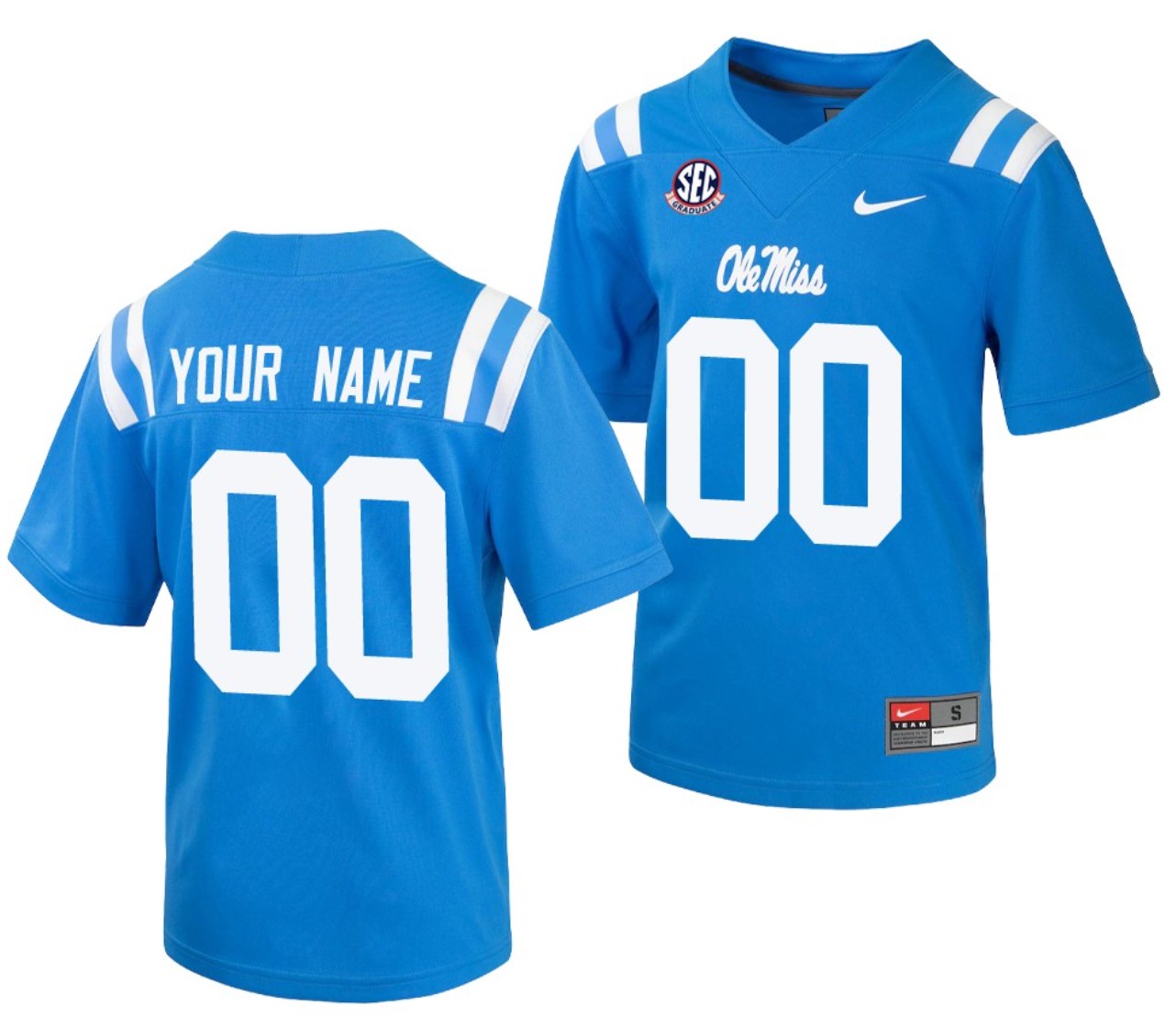 Custom Ole Miss Rebels Jersey Name and Number College NCAA Football Powder Blue