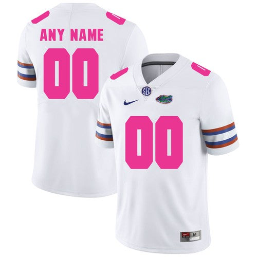 Custom Florida Gators Jersey Name and Number NCAA College Football White Pink