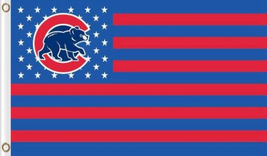 CChicago Cubs Flag with Star and Stripe Red Flag 3X5Ft Banner USA Polyester with Brass Grommets