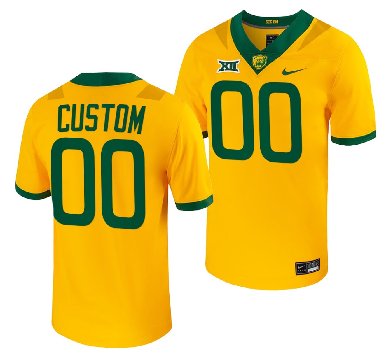 Custom Baylor Bears Jersey Name and Number NCAA College Football Untouchable Gold