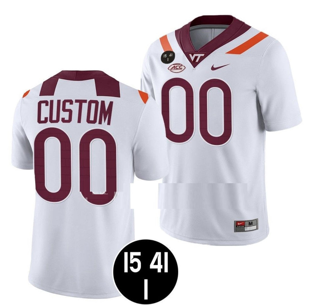 Custom Virginia Tech Hokies Jersey Name and Number NCAA College Football White