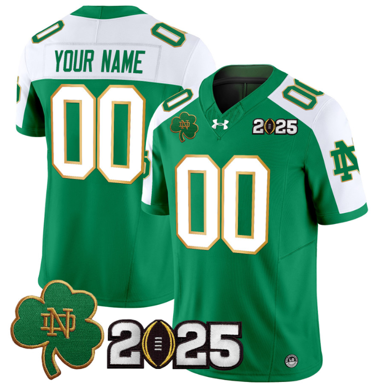 Custom Notre Dame Jersey 2025 CFP Final Patch Stitched Green Alternate