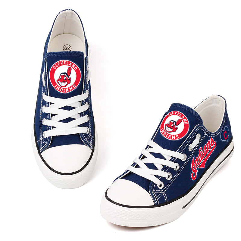 Cleveland Indians Limited Print MLB Baseball Fans Low Top Canvas Shoes Sport Sneakers T-DAC171L