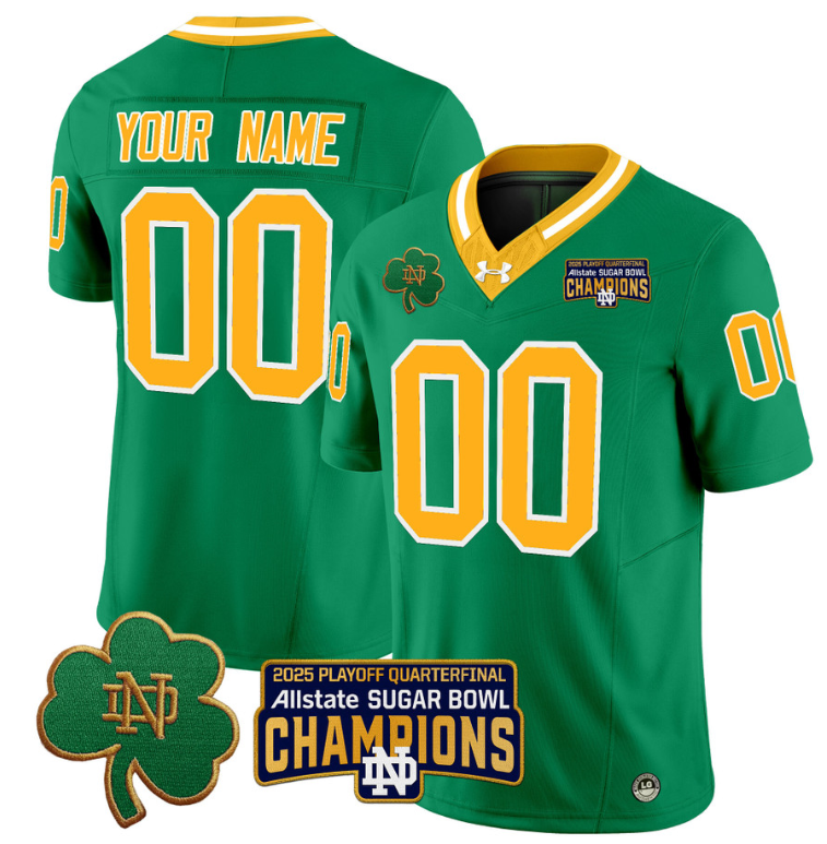 Custom Notre Dame Jersey 2025 Playoff Sugar Bowl Champions Throwback