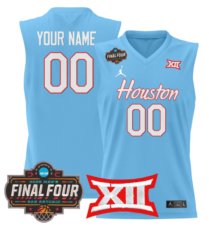 Custom Houston Cougars Jersey 2025 Final Four Patch Basketball Stitched Blue