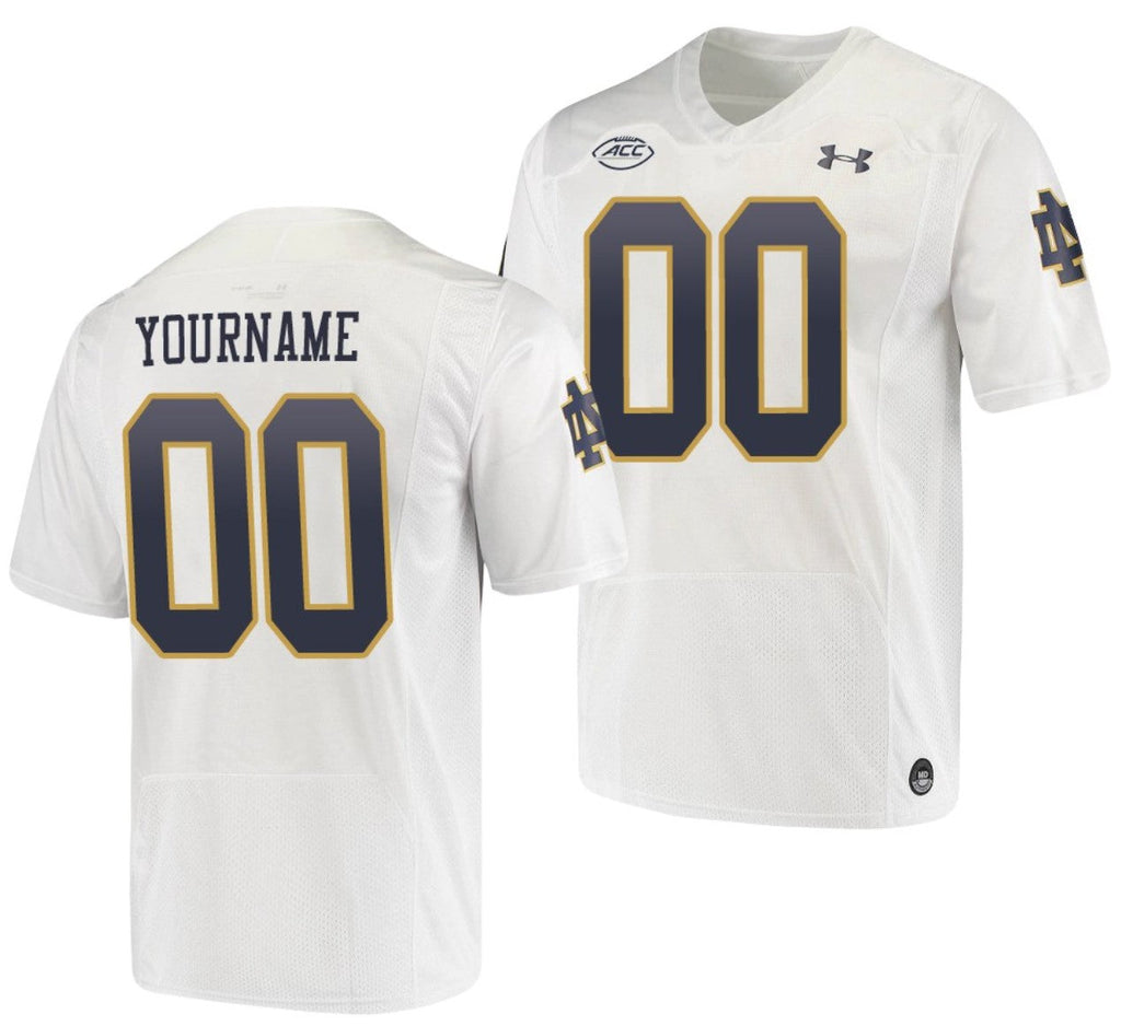 Custom Notre Dame Fighting Irish Jersey Name and Number NCAA College Football ACC Patch White