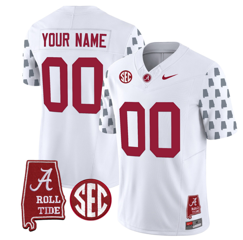 Custom Alabama Crimson Tide Jersey Name and Number Vapor College Football Limited Stitched White (Copy)