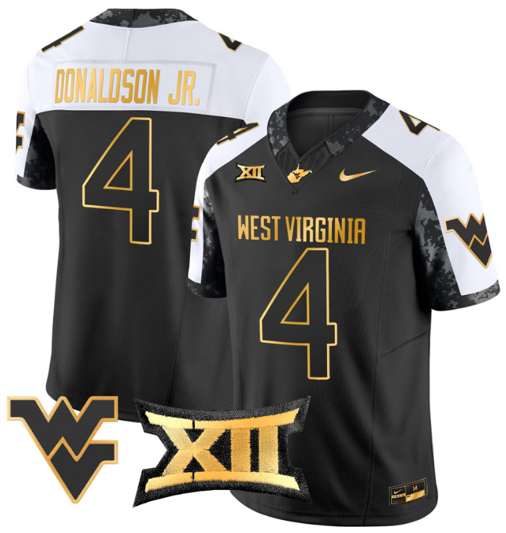 CJ Donaldson Jr Jersey #4 West Virginia Mountaineers Gold Vapor Football Alternate