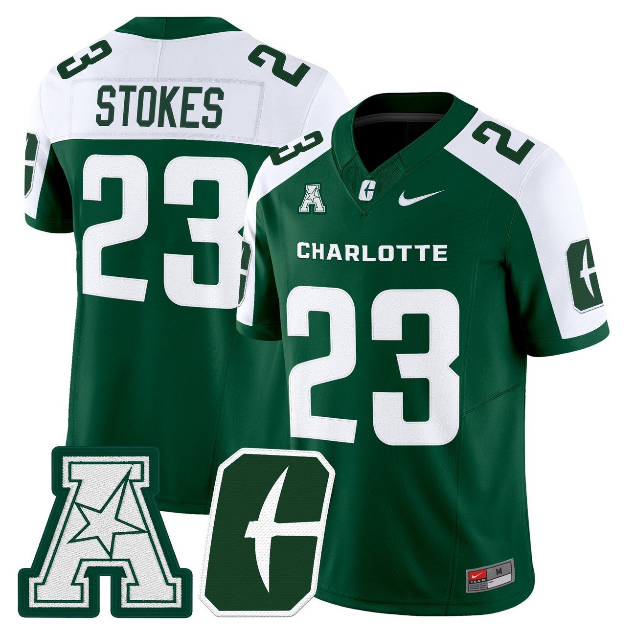CJ Stokes Jersey #23 Charlotte 49ers 2025 Vapor Limited Stitched