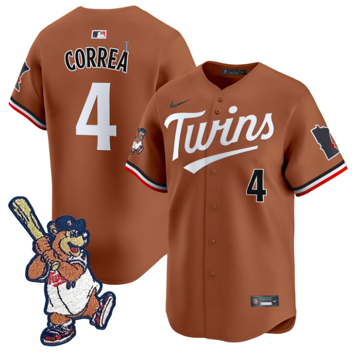 Carlos Correa Jersey #4 Minnesota Twins T.C. Bear Patch Vapor Premier Limited Stitched