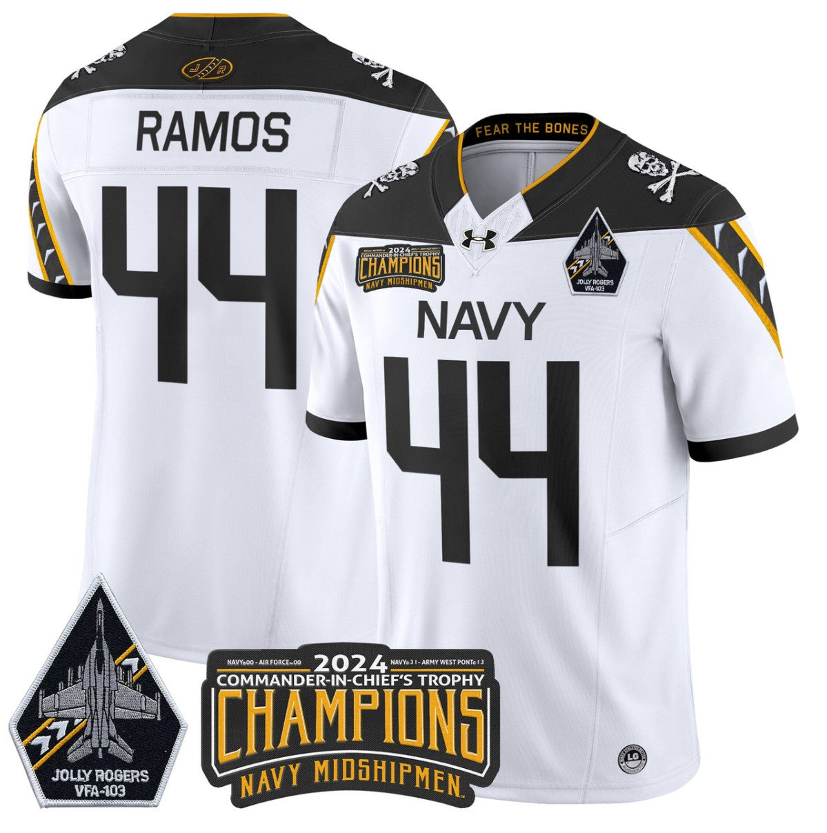 Colin Ramos Jersey #44 Navy Midshipmen Commander-in-chief's Trophy White