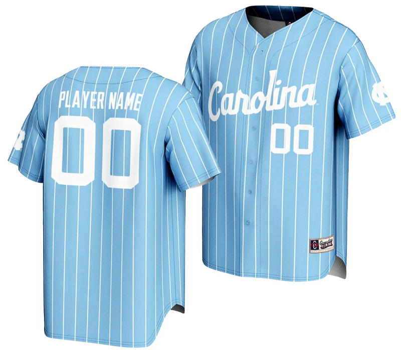 Custom North Carolina Tar Heels Jersey Name and Number Lightweight Baseball Light Blue