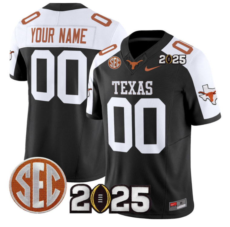 Custom Texas Longhorns Jersey 2025 CFP Final Patch Stitched Black Alternate