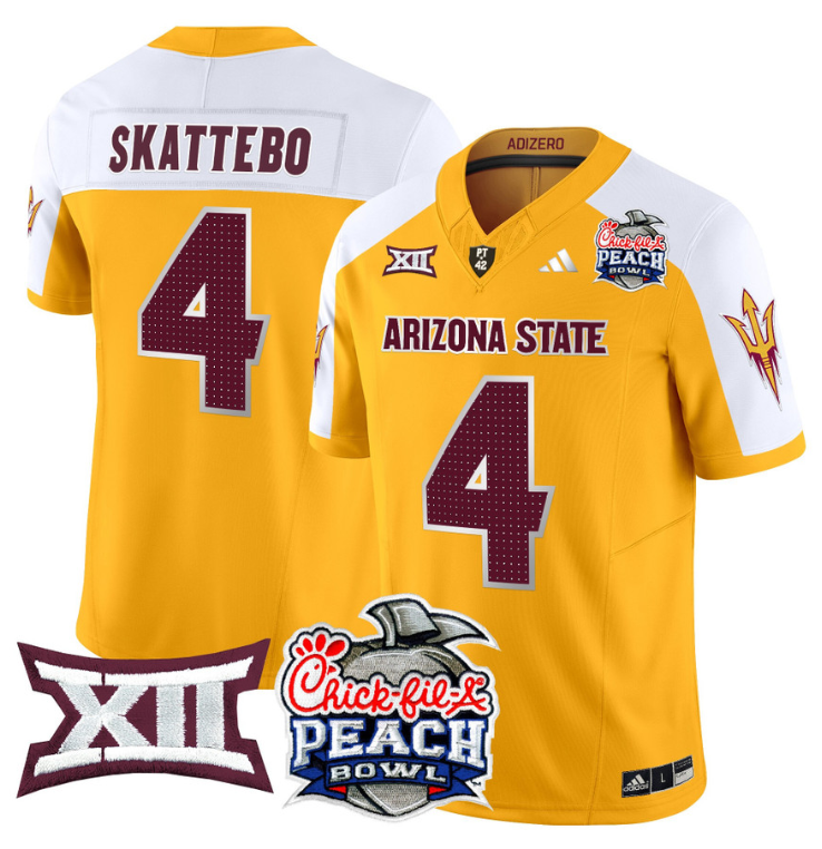 Cam Skattebo Jersey #4 Arizona State Sun Devils 2025 Peach Bowl Gold Alternate