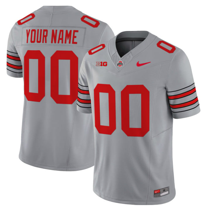 Custom Ohio State Buckeyes Jersey Heritage Stripe 2025-26 Limited Stitched Gray