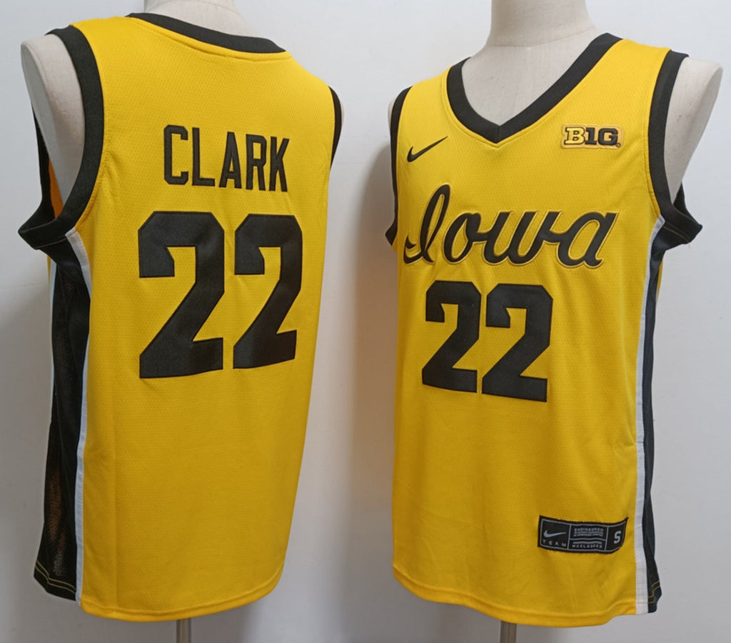 Caitlin Clark Jersey #22 Iowa Hawkeyes  asketball Stitched Yellow