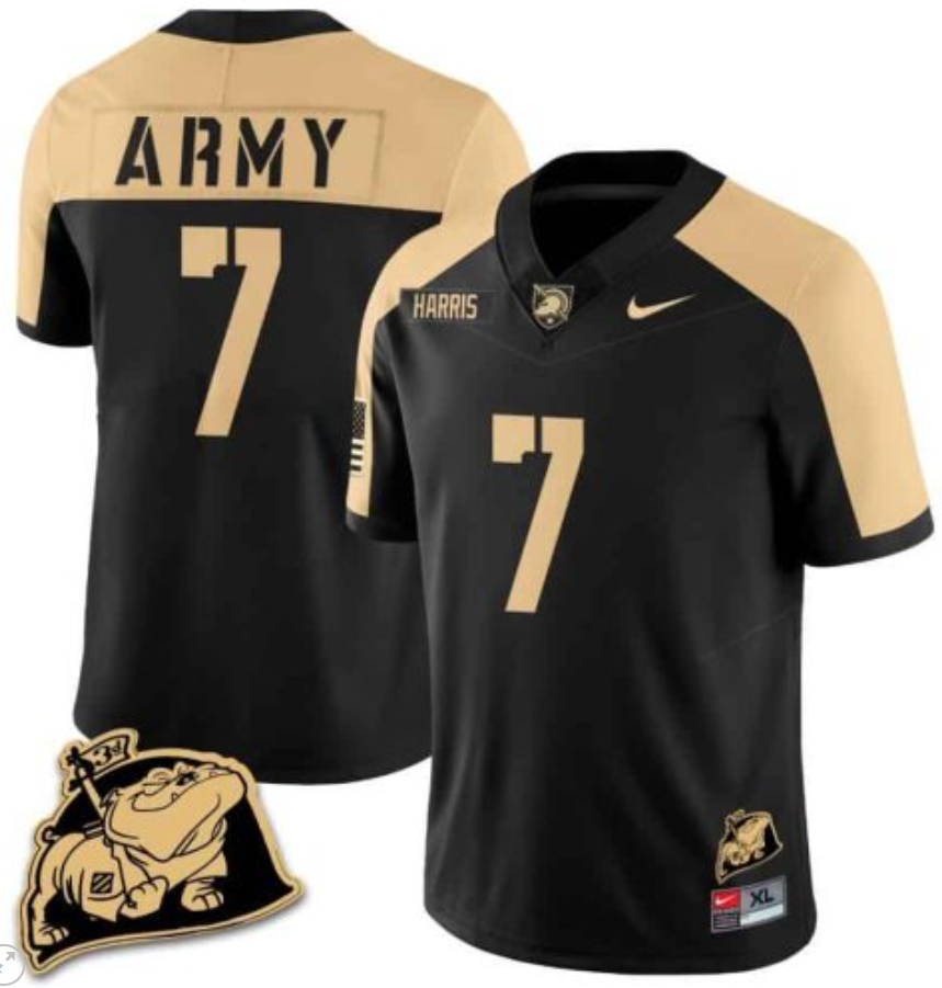 Champ Harris Jersey #7 Army Black Knights Jersey Rocky The Bulldog Patch Vapor Limited College Football Stitched Gold Alternate